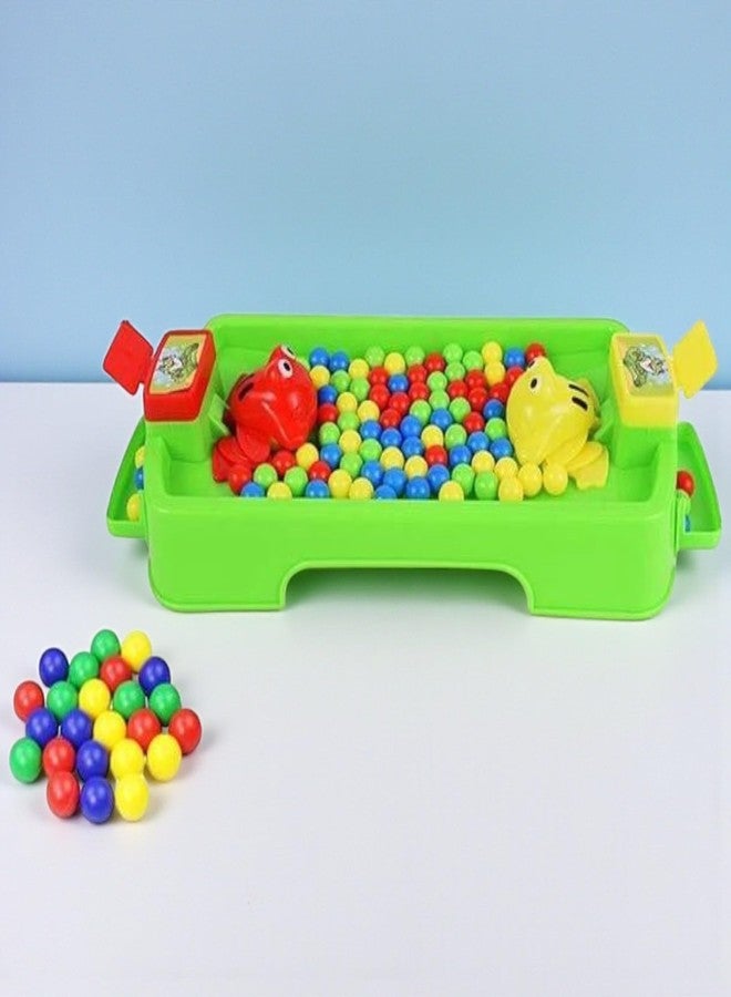 SARASI Hungry Frog Feeding Game with Colorful Balls, Educational Kids Toy, Green Plastic Board Game, Interactive Family Fun [Pack of: 1, 2Player Game] - Image 1